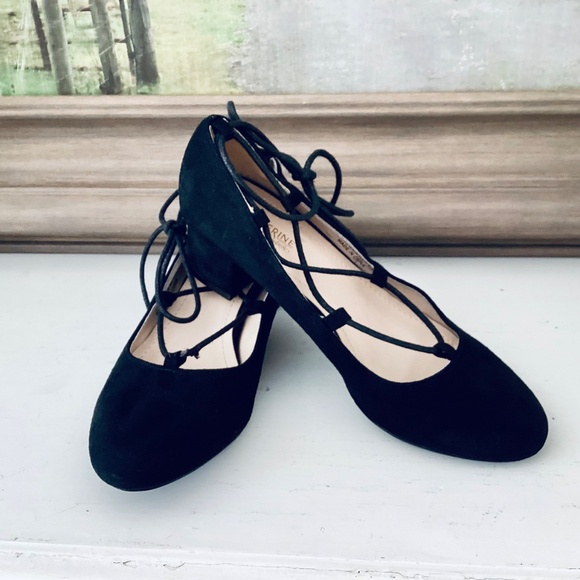 Catherine by Catherine Malandrino Black Suede lace up Block heel Pumps 8 Stacy - Picture 11 of 13